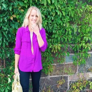 J crew purple silk top